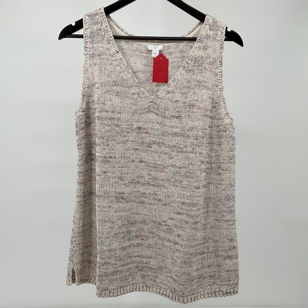 NWoT J.Jill Textured Slub Knit Sleeveless Sweater M Cotton Linen Blend Confetti